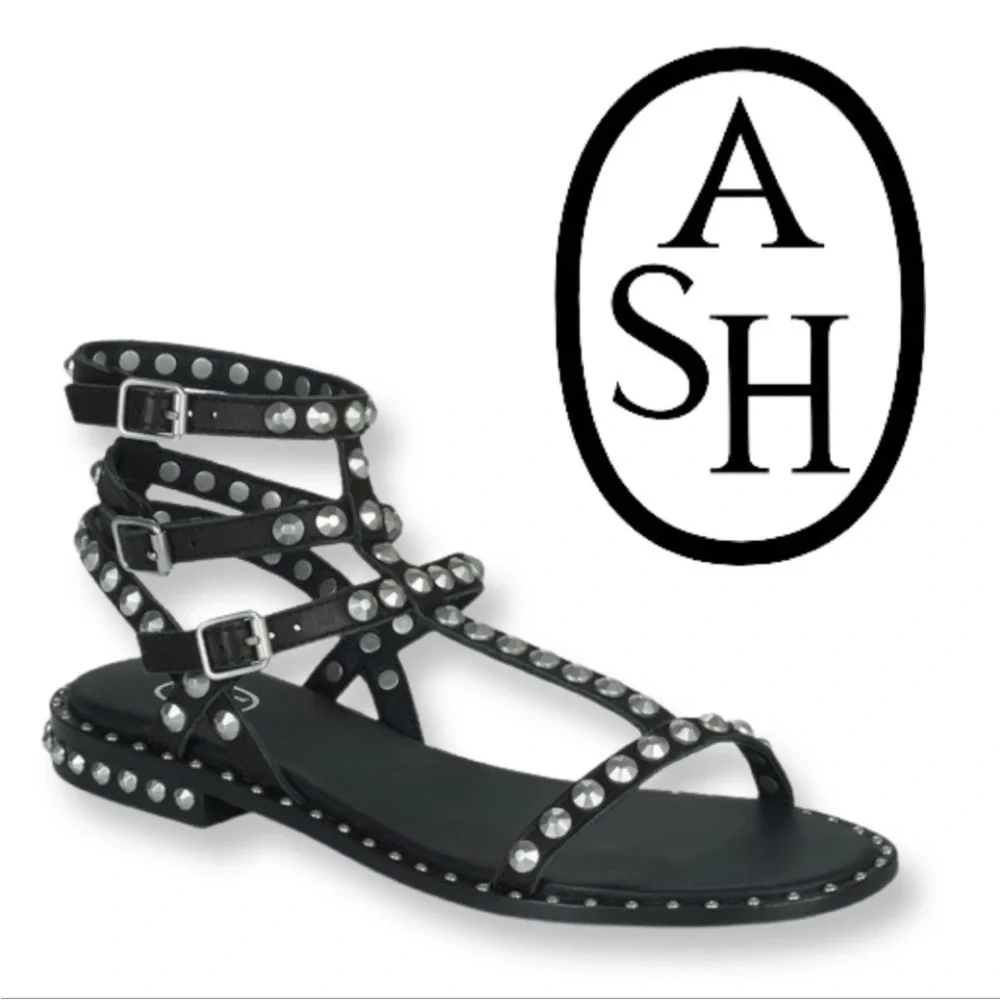 Ash Black Studded Gladiator Sandals